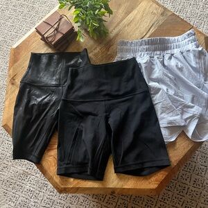 lululemon athletica Black Bike Shorts and Baby Blue Track Short Bundle